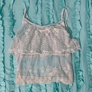 Sheer floral tank top